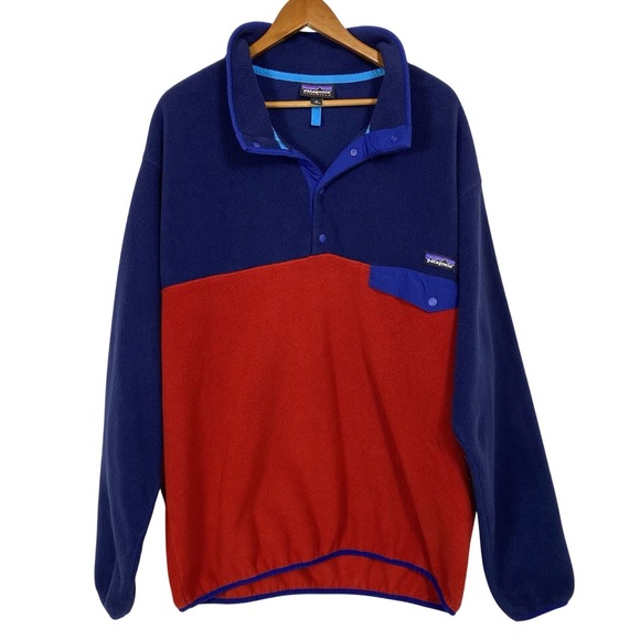 Patagonia Other - Vtg Y2K Mens XL Patagonia Synchilla Snap T Red Colorblock Pullover Fleece Jacket